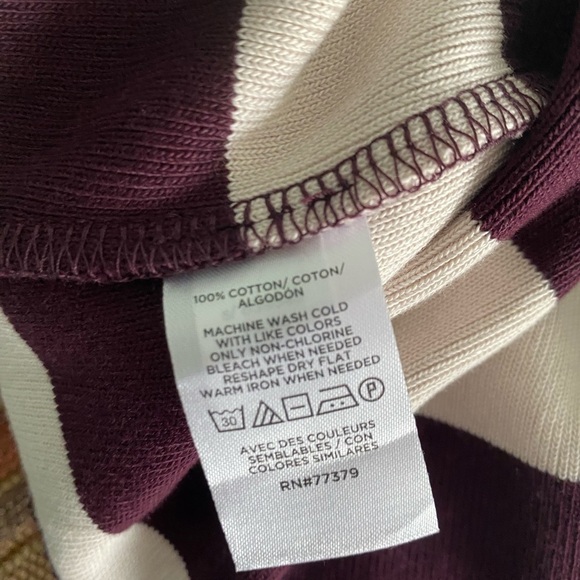 Ann Taylor Weekend Striped Ribbed button Top - Picture 5 of 12